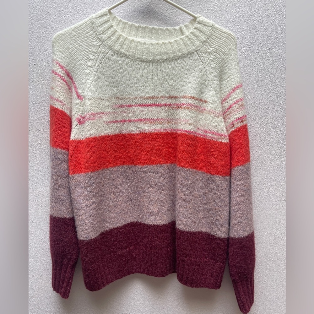 Old Navy Striped Sweater - White/Orange/Purple - Size Large